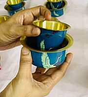 Brass Printed Coffee Dabra set Brass Printed Coffee Dabra set