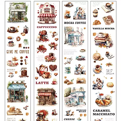 Coffee Journalling Sticker rolls (Set of 4)
