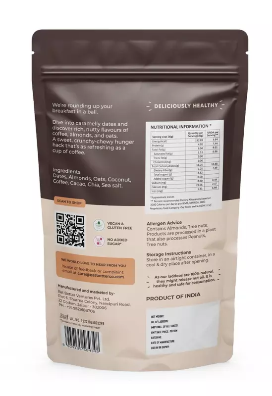 Better Laddoos-Coffee Almond 70 Gms - Eat Better