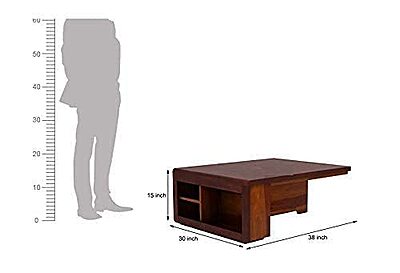 Vikinterio Solid Sheesham Wood Coffee Table with 4 Stool