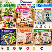Festival Combo - Pot , Pebble , Color Frame, Led board, Ganesha and Dora keep sake Reusable statues