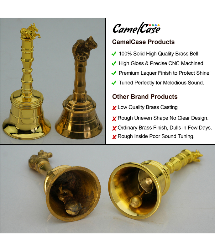 CamelCase 15 Pcs 100% Pure Brass Nandi Pooja Bell - Gold Lacquer Finishes