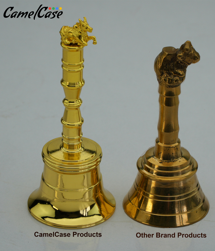 CamelCase 15 Pcs 100% Pure Brass Nandi Pooja Bell - Gold Lacquer Finishes