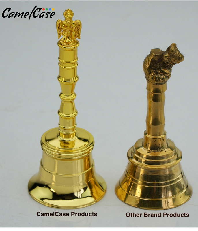 CamelCase 15 Pcs 100% Pure Brass Garud Pooja Bell - Gold Lacquer Finishes