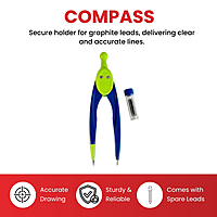 Janrax Plastic Adjustable Lead Compass with Refillable Leads