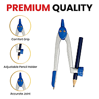Janrax Metal Safety Slide Adjustable Compass with Pencil