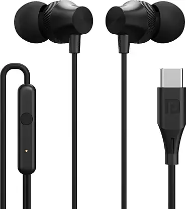 Portronics Conch Beat C – Type-C Wired Earphones | Sleek Black Design, High-Quality Sound & Hands-Free Mic