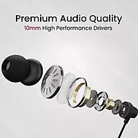 Portronics Conch Beat C – Type-C Wired Earphones | Sleek Black Design, High-Quality Sound & Hands-Free Mic