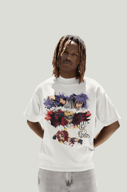 Oversized anime White Tee