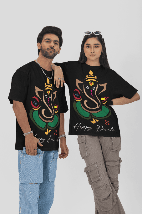 Happy Diwali by Lord Ganesha Oversized Tshirt