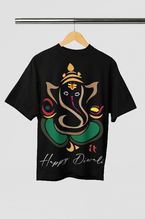Happy Diwali by Lord Ganesha Oversized Tshirt