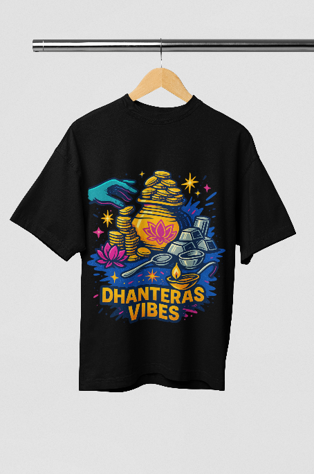 Dhanteras Vibes Black oversized Tshirt