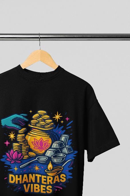 Dhanteras Vibes Black oversized Tshirt