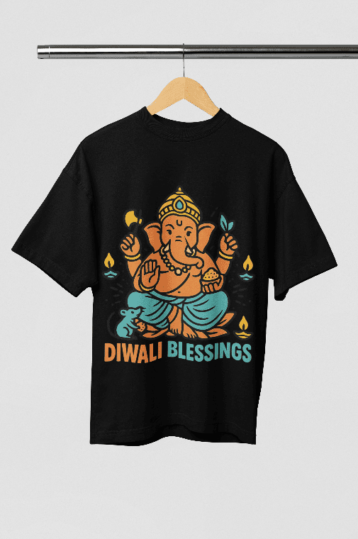 Ganesha's Diwali blessings Oversized Tshirt