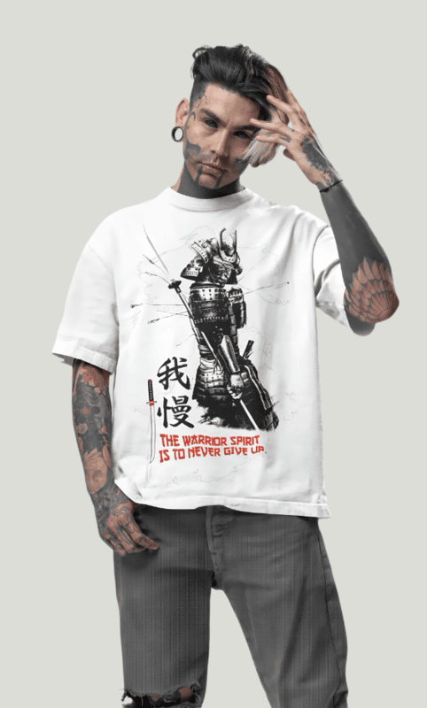 Warrior spirit white oversized t-shirt