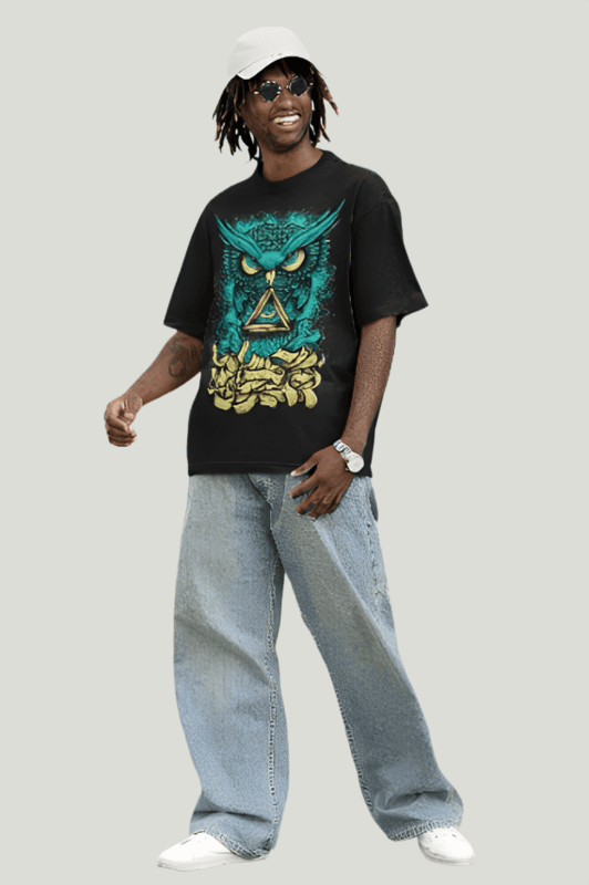 UK-17 brand Black Oversized T-shirt