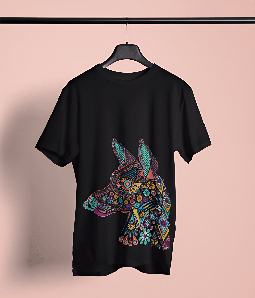 Artistic Dog printed Black Oversized T-shirt