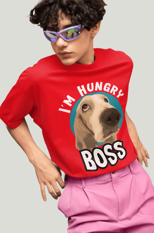 Hungry Dog printed red oversized t-shirt