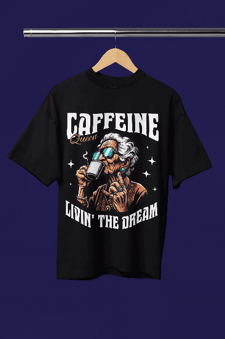 Caffeine Black printed Oversized t-shirt