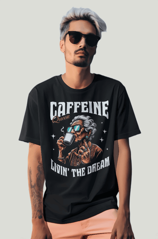 Caffeine Black printed Oversized t-shirt