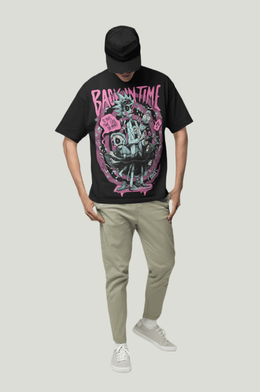 Black printed graphics Oversized t-shirt