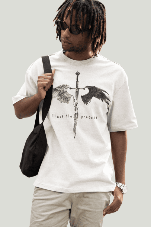 Trust the Process white oversized tshirt