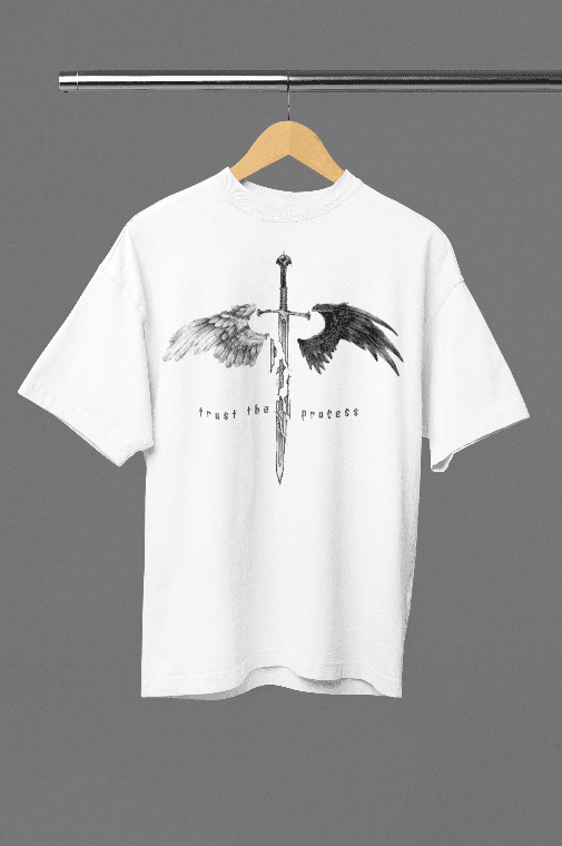 Trust the Process white oversized tshirt