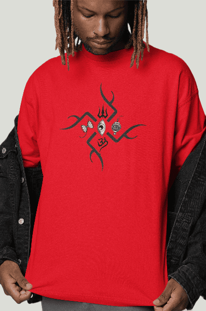 Shiva's blessed red oversized tshirt