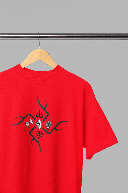 Shiva's blessed red oversized tshirt