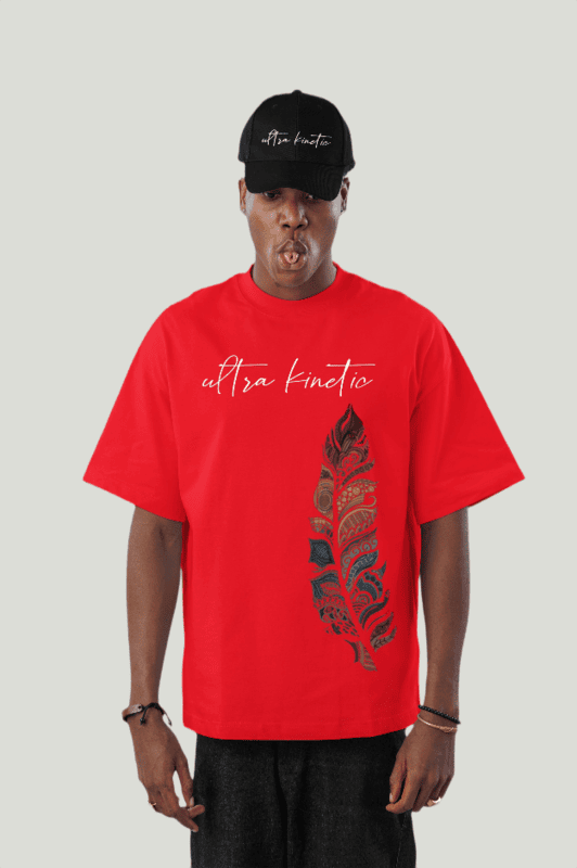 Elegant Red printed oversized tshirt