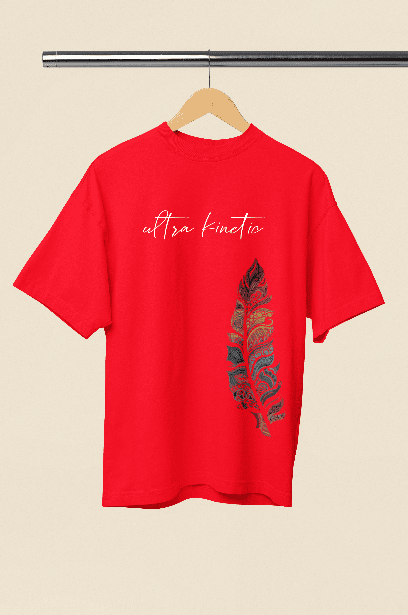 Elegant Red printed oversized tshirt