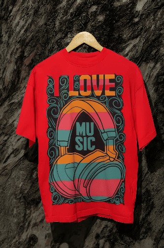 Red printed oversized t-shirt