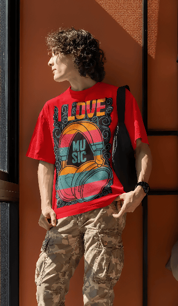 Red printed oversized t-shirt