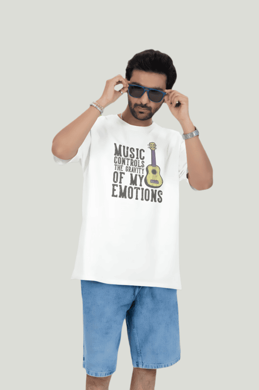 White printed oversized t-shirt featuring