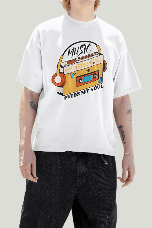 oversized white printed t-shirt