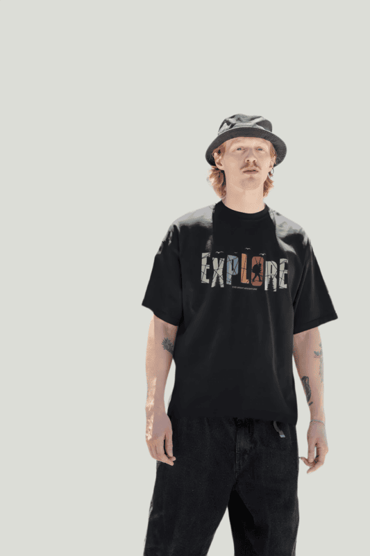 Explore black oversized t-shirt