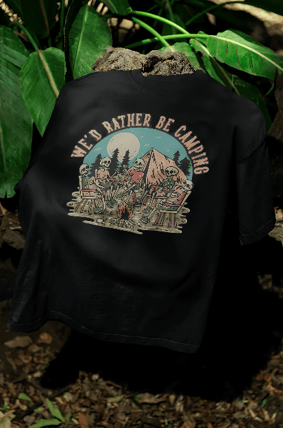 Camping black oversized t-shirt