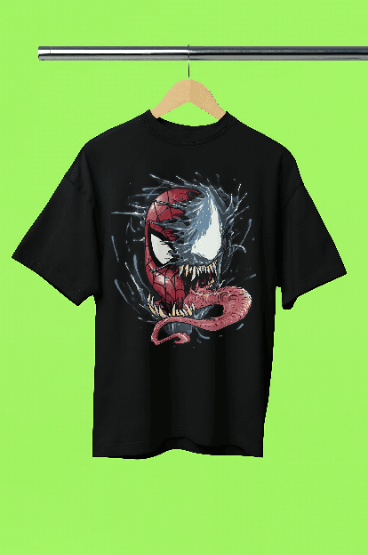 Spiderman colored printed Black oversized t-shirt