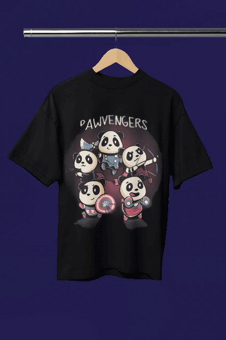 Pawvengers black oversized t-shirt