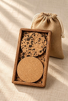 Natural Eco-Friendly Cork Tray & Coasters Set | Eco Cork Essentials Natural Eco-Friendly Cork Tray & Coasters Set | Eco Cork Essentials