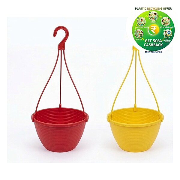 Cosco Hanging Pot with stick | 8 Inch Plastic Hanging Planter | Indoor & Balcony Hanging Pot  Tags