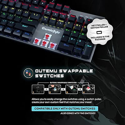 Cosmic Byte CB-GK-28 Vanth Mechanical Keyboard Upgraded with Swappable Outemu Red Switches and Rainbow LED