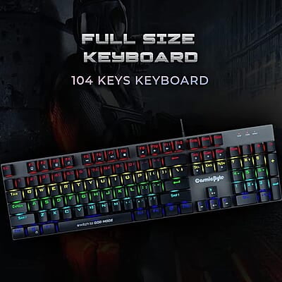 Cosmic Byte CB-GK-28 Vanth Mechanical Keyboard Upgraded with Swappable Outemu Red Switches and Rainbow LED