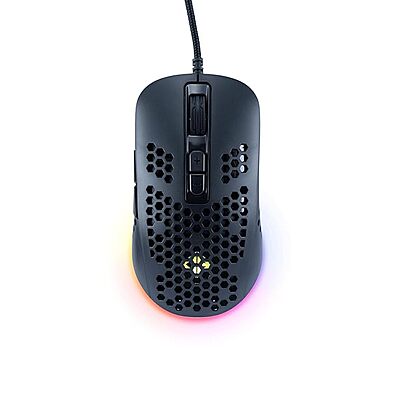 Cosmic Byte Orcus RGB Honeycomb Gaming USB Mouse with Software, New Upgraded, 12800DPI, Instant 825 Sensor, Ultra Lightweight 74Grams, Braided Cable