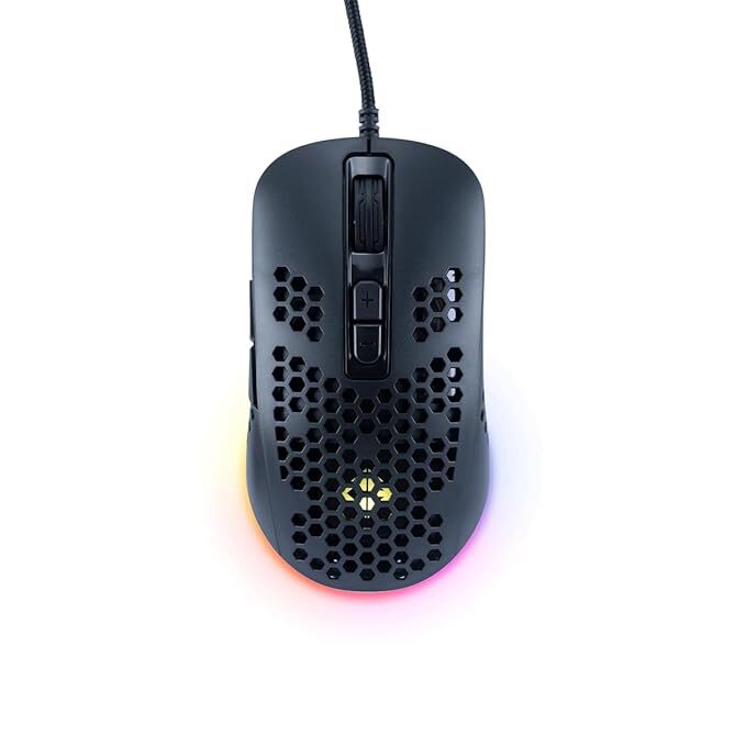 Cosmic Byte Orcus RGB Honeycomb Gaming USB Mouse with Software, New Upgraded, 12800DPI, Instant 825 Sensor, Ultra Lightweight 74Grams, Braided Cable