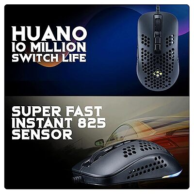 Cosmic Byte Orcus RGB Honeycomb Gaming USB Mouse with Software, New Upgraded, 12800DPI, Instant 825 Sensor, Ultra Lightweight 74Grams, Braided Cable