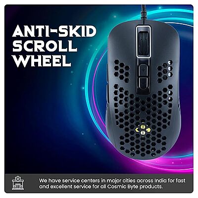 Cosmic Byte Orcus RGB Honeycomb Gaming USB Mouse with Software, New Upgraded, 12800DPI, Instant 825 Sensor, Ultra Lightweight 74Grams, Braided Cable