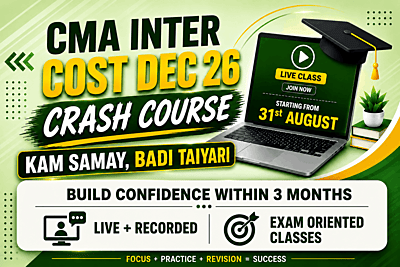 CMA Inter Cost Accounting Crash Course By CA Satish Jalan for Dec 26 CMA Inter Cost Accounting Crash Course By CA Satish Jalan for Dec 26