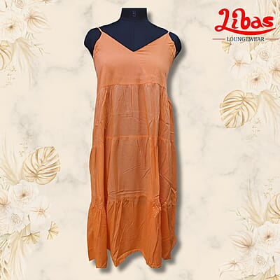 Orange Soft Cotton Short Nighty With All Over From Libas Loungewear - SHN068