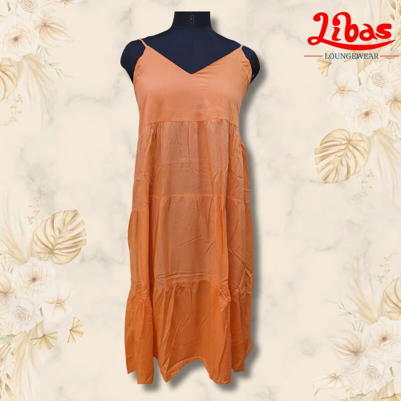 Orange Soft Cotton Short Nighty With All Over From Libas Loungewear - SHN068 Orange Soft Cotton Short Nighty With All Over From Libas Loungewear - SHN068